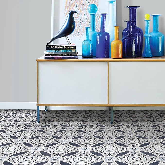 FloorPops FP2484 Sienna Peel & Stick Floor Tiles, Grey (Pack of 6)
