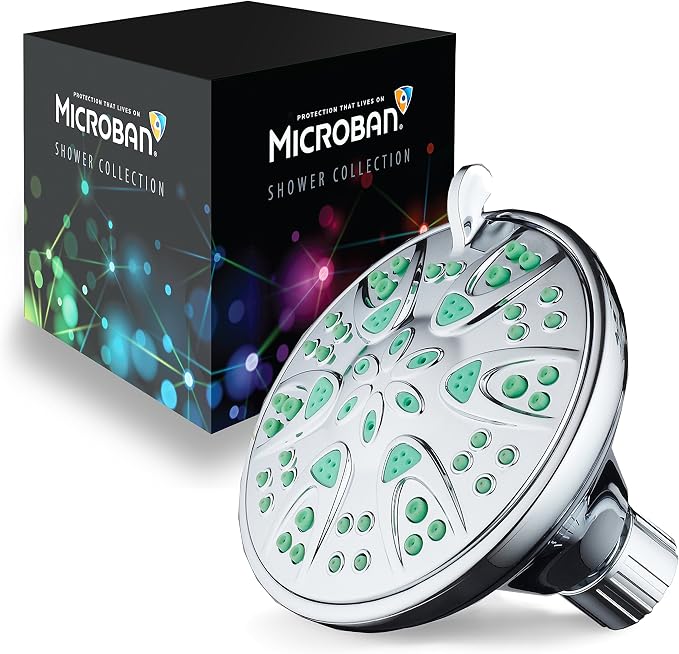 AquaDance Antimicrobial – Anti-Clog High-Pressure 6-Setting Shower Head with Microban Nozzle Protection from Growth of Mold, Mildew & Bacteria for Stronger Shower! 4" Coral Green | More Power, Better Shower Hygiene! Lifetime Antimicribial Nozzle Protec...