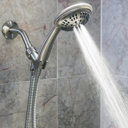 Luxury Handheld Shower Kit - 2.5 GPM - Brushed Nickel | 6 Function High Pressure Removable Hand Held Showerhead with Hose and Mount, Easy Install for Boosting Low Water Flow Baths