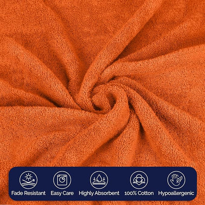 Elegant Comfort Premium Cotton 6-Piece Towel Set, Includes 2 Washcloths, 2 Hand Towels and 2 Bath Towels, 100% Turkish Cotton - Highly Absorbent and Super Soft Towels for Bathroom, Orange