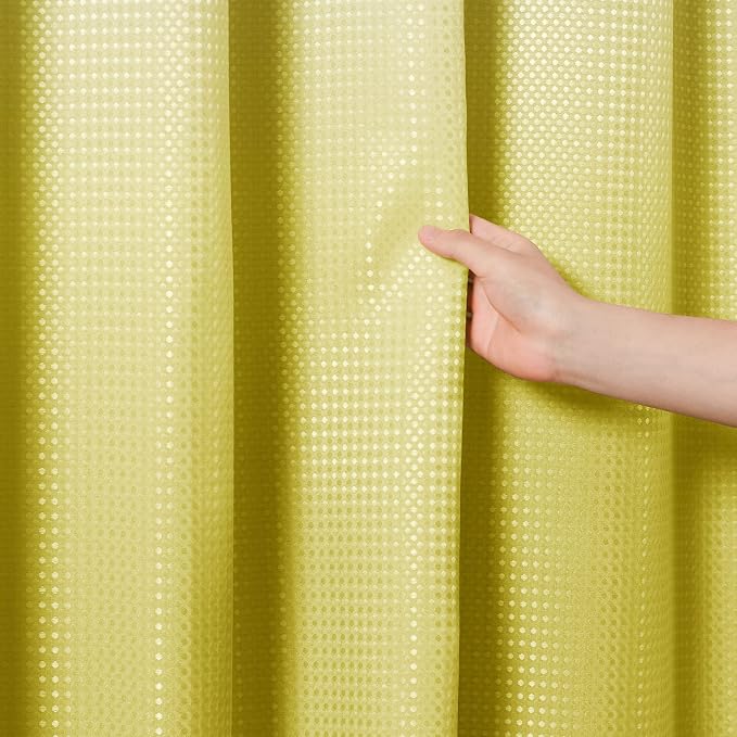 Shower Curtain 72 inches Long for Bathroom 1 Panel Lemon Yellow | 6FT, Ombre Waffle, Shower Curtains with Hook, Water Repellent, Boho Farmhouse, Simple Modern Bath Decor, 72x72