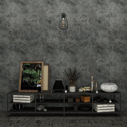 3yecao 16"×708" Large Size Thick Big Roll Faux Dark Blue Grey Concrete Wallpaper Peel and Stick Waterproof Gray Concrete Contact Paper Vinyl 3d Adhesive Cement Tile Sticker for Bedroom Store Gym Walls