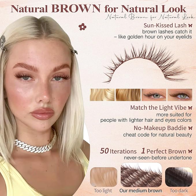 Wispy Lash Clusters Brown Eyelash Clusters Natural 8-16mm Lashes Cluster Eyelash Extensions C-Curly Thin Band Individual Lashes Natural Look DIY Lash Extension at Home by Wtvane
