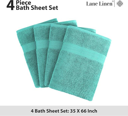 LANE LINEN Oversized Bath Sheet Set Absorbent Quick Dry 100% Cotton - Teal | Cotton Bath Towels Large - Generously Sized, Oversized & Roomy, Lightweight & Breathable, Fade-Resistant Color