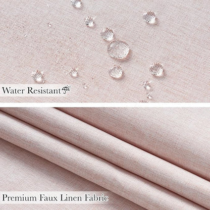 KGORGE Pink Shower Curtain Scalloped, Blush Cute Linen Textured Privacy Boho Heavy Duty Waterproof Washable Shower Curtain Set for Bathroom Home Decor with 12 Metal Hooks, 72 x 72 inches Long