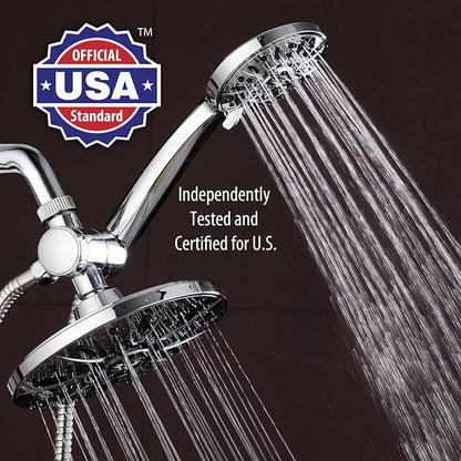 AquaDance 7" Premium High Pressure 3-way Rain & Handheld Shower Head Combo | Enjoy Luxury 7-inch Showerhead & 6-mode Hand Shower Separately or Together! Premium Stainless Steel Hose - Chrome