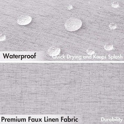 MIULEE Lavender Scalloped Linen Shower Curtain 72x72 Inches | Linen Textured, Waterproof, Washable, 12 Metal Hooks, Heavy Duty Cloth, Black Border, Shower Curtain for Bathroom Bathtub
