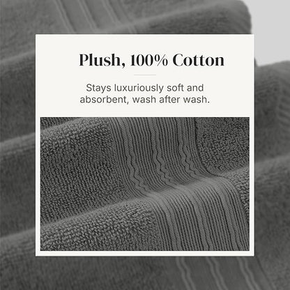 Modern Threads Floral Trail 6-Piece 100% Cotton Towel Set – Reversible Yarn Dyed Jacquard – Includes 2 Bath Towels, 2 Hand Towels, 2 Washcloths – Absorbent, Quick Dry, Soft & Durable – Gray
