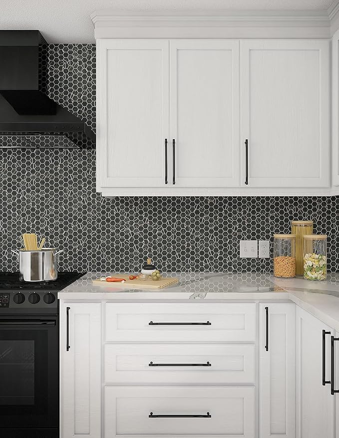 Daltile Perpetuo 10" X 11" Glazed Ceramic Hexagon Floor & Wall Mosaic in Matte Infinite Black (12 pieces per carton) (9.72 sqft per carton)
