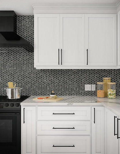 Daltile Perpetuo 10" X 11" Glazed Ceramic Hexagon Floor & Wall Mosaic in Matte Infinite Black (12 pieces per carton) (9.72 sqft per carton)