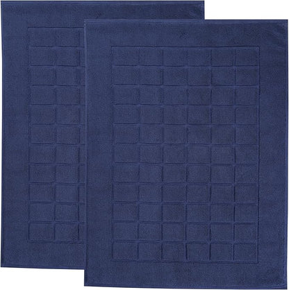 Superior 100% Cotton Bathmat Set, Bath Mats, Bathroom Decor, Shower, Bathtub Essentials, Home Accessories, Small Washable Rug, No Backing, Heavyweight, Nora Collection, Set of 2, 22" x 35", Navy Blue