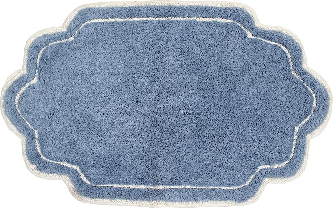 Home Weavers Allure Collection 100% Cotton Tufted Bathroom Rug, Soft and Absorbent Bath Rugs, Non-Slip Bath Carpet, Machine Wash Dry Bath Mats for Bathroom Floor, 24"x40" Bath Rug, Blue