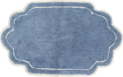 Home Weavers Allure Collection 100% Cotton Tufted Bathroom Rug, Soft and Absorbent Bath Rugs, Non-Slip Bath Carpet, Machine Wash Dry Bath Mats for Bathroom Floor, 24"x40" Bath Rug, Blue