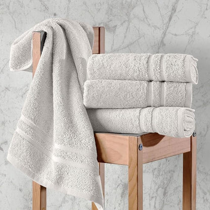 Hawmam Linen Ice Silver Hand Towels 4 Pack Turkish Cotton Premium Quality Soft and Absorbent Small Towels for Bathroom