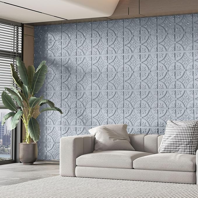 Art3d Drop Ceiling Tiles 2x2, Glue-up Ceiling Panel, Fancy Classic Style in Gray