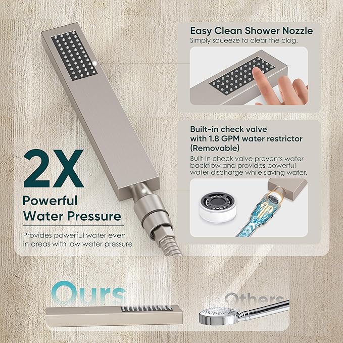 Shower System with Tub Spout, All Metal Tub Shower Faucet Set with 12'' Rain shower heads and handheld spray combo,Wall Mounted Tub Shower Systems with Valve and Trim Kit, Brushed Nickel