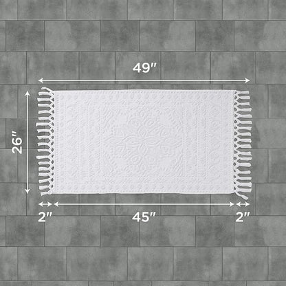 French Connection Nellore Bath Rugs, Woven and Beaded Bath Mats, Durable and Thick Bath Mats for Bathroom and Shower Rugs, 26" x 49", White