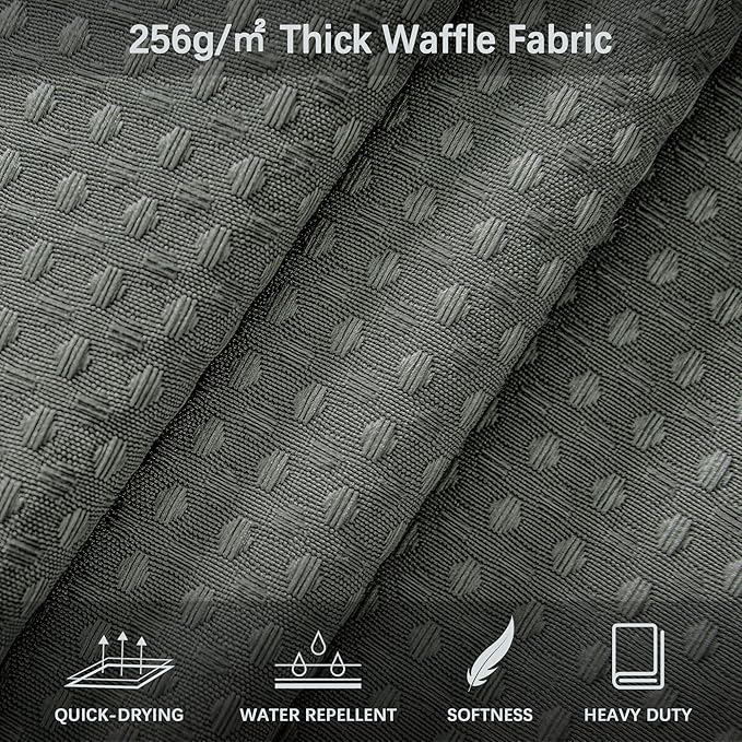 Shower Curtain Gray Waterproof Waffle Weave Fabric, 256GSM Heavy Duty Thick Shower Curtain Set for Bathroom, Hotel Spa Luxury Modern Shower Curtains with 12 Metal Hooks, 72Wx80H Grey