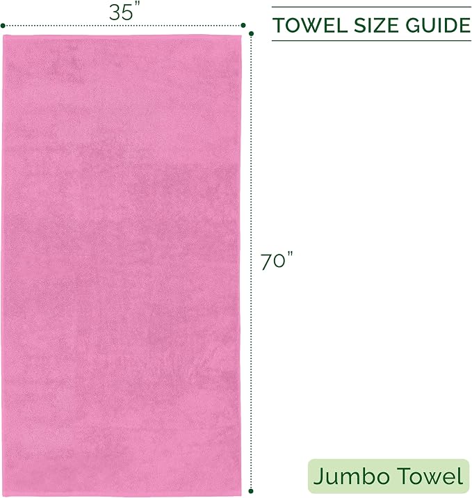 Elegant Comfort 100% Turkish Cotton Corduroy Ribbed Luxury Jumbo Bath Towel Ultra Soft - 35 x 70 Inch - Luxury Spa Premium Hotel Quality Highly Absorbent and Quick Dry Large Bath Towel, Light Pink