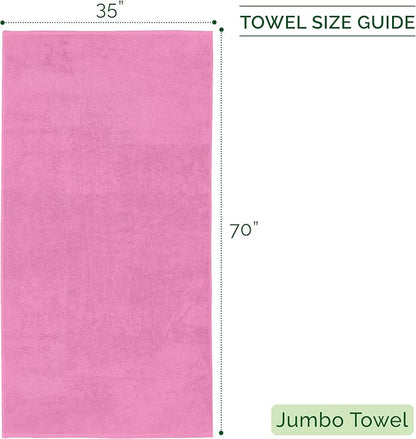Elegant Comfort 100% Turkish Cotton Corduroy Ribbed Luxury Jumbo Bath Towel Ultra Soft - 35 x 70 Inch - Luxury Spa Premium Hotel Quality Highly Absorbent and Quick Dry Large Bath Towel, Light Pink