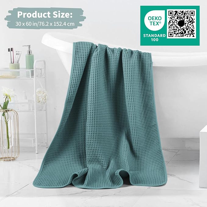 MICROFI New Microfiber Waffle Bath Towels, 2 Pieces, Oversized, Soft, Absorbent, Fast Drying, Lint Free 430 GSM (30''x60''/76cm x 152cm)