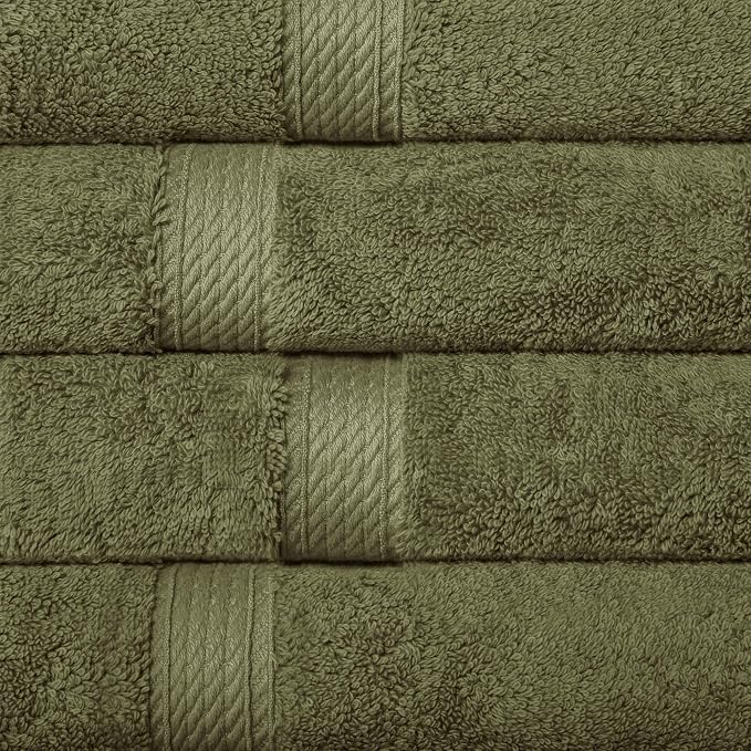 Superior Egyptian Cotton Plush Absorbent, Hand Towel Set of 4, Forest Green | Quick Dry, Soft Luxury Towel Set, Bath Essentials for Bathroom, Guest Bath, Spa, 4 Piece Set, Madeline Towels