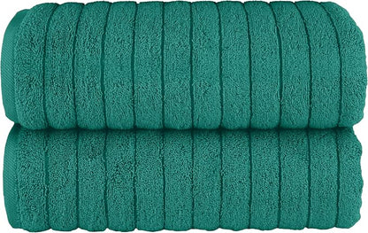 Elegant Comfort 100% Turkish Cotton Corduroy Ribbed Luxury Soft 2 Pack Bath Towels 27 x 54 Inch - Ultra Plush, Absorbent, Quick Dry, Hotel Spa Quality Towels for Bathroom Essentials, Turquoise