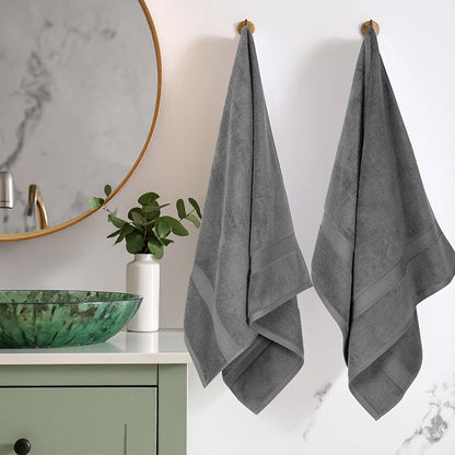 SUPERIOR Egyptian Cotton Plush & Absorbent, Bath Towel Set of 2, Charcoal | Quick Dry, Soft Luxury Towel Set, Bath Essentials for Bathroom, Guest Bath, Spa, 2 Piece Bath, Madeline Towels