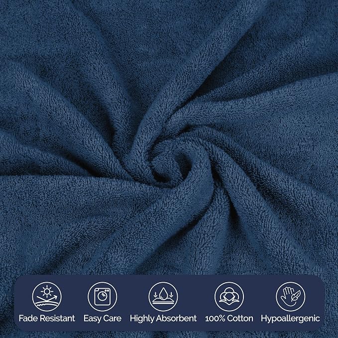 Elegant Comfort Premium Turkish Cotton 1 Piece Jumbo Bath Towel - 35 x 70 inch, Luxurious Hotel Spa Quality 100% Turkish Cotton Large Bath Towel - Highly Absorbent - Soft Bathroom Towel, Navy Blue
