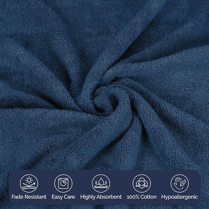 Elegant Comfort Premium Turkish Cotton 1 Piece Jumbo Bath Towel - 35 x 70 inch, Luxurious Hotel Spa Quality 100% Turkish Cotton Large Bath Towel - Highly Absorbent - Soft Bathroom Towel, Navy Blue