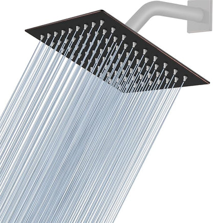 Midanya Square Rain Shower Head,High Pressure,Oil Rubbed Bronze 6 Inch | 360°Swivel,Ceiling or Wall Mount,Waterfall Full Body Coverage,Bathroom Remodel,Stainless Steel Large Rainfall Shower Head
