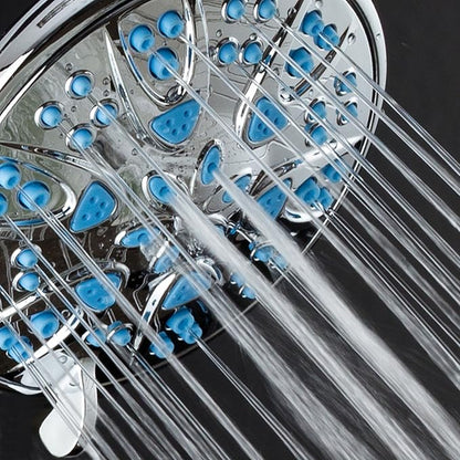 AquaDance Antimicrobial – Anti-Clog High-Pressure 6-Setting Shower Head with Microban Nozzle Protection from Growth of Mold, Mildew & Bacteria for Stronger Shower! 4" Aqua Blue | More Power, Better Shower Hygiene! Lifetime Antimicribial Nozzle Protecti...