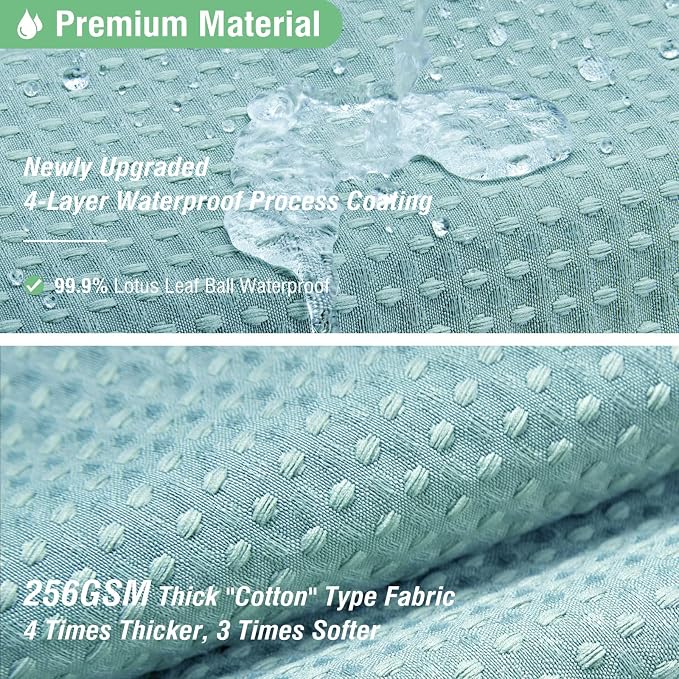 Extra Long Waffle Shower Curtain 256 GSM 72"x84" Teal/Turquoise | 84 Inch Long, Thick Cloth, Weighted Hem, Water Repellent, Tall Hotel Luxury Polyester Shower Curtains for Bathroom 12 Hooks