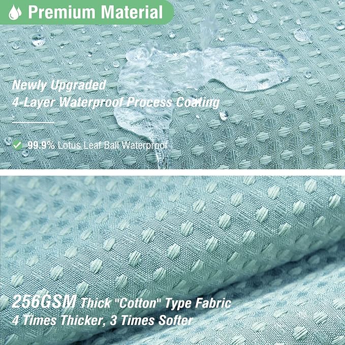 Waffle Shower Curtain 256 GSM Heavy Fabric 72"x72" Teal/Turquoise | Thick Textured Cloth, Weighted Hem, Water Repellent Washable, Hotel Luxury Polyester Shower Curtain Set for Bathroom 12 Hooks