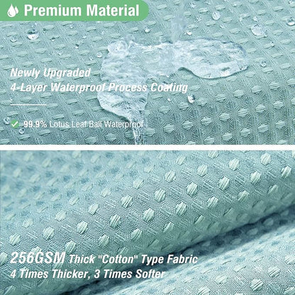 Waffle Shower Curtain 256 GSM Heavy Fabric 72"x72" Teal/Turquoise | Thick Textured Cloth, Weighted Hem, Water Repellent Washable, Hotel Luxury Polyester Shower Curtain Set for Bathroom 12 Hooks