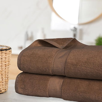 SUPERIOR Egyptian Cotton Pile Plush Bath Sheet, 2 Piece Set, Chocolate | Highly Absorbent, Ultra Soft Luxury 800 GSM Towel Set for Bathroom, Shower, Hotel Essentials Oversize Plush Madeline Towels