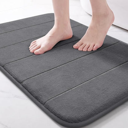 Yimobra Memory Foam Bath Mat, Super Soft Absorbent Bathroom Rug Non Slip, Quick Dry, Machine Washable Floor Carpet for Tub Shower, Home Decor Accessories, 24x17, Dark Gray
