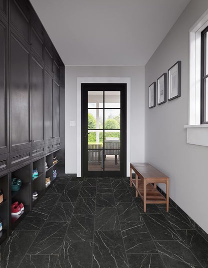 Daltile Perpetuo 3" X 24" Porcelain Marble Look Bullnose in Matte Infinite Black(Sold by the piece)
