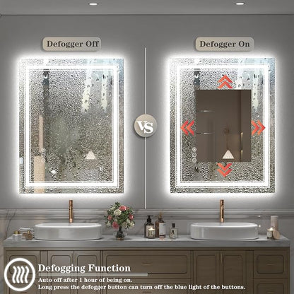 55x40 LED Bathroom Mirror | Lighted Mirror for Bathroom Wall, Backlit and Front lit, Dimmable, Anti-Fog, Shatterpoof, Memory (Horizontal/Vertical)