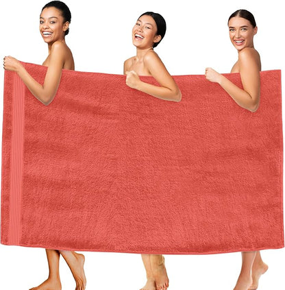 Elegant Comfort Premium Super Soft Highly Absorbent 1 Piece Oversized Bath Sheet - 40" x 80" inch, Luxurious Hotel Spa Quality 100% Turkish Cotton Extra Large Bath Towels for Adults, Coral