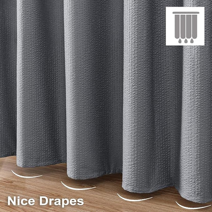 Berry Grey Waffle Shower Curtain, 3D Embossed Textured Grey Fabric Shower Curtain for Bathroom, Water Resistant Washable Hotel Spa Luxury Decorative Bath Curtains, 72x72 Inches