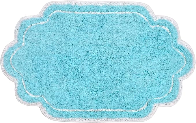 Home Weavers Allure Collection 100% Cotton Tufted Bathroom Rug, Soft and Absorbent Bath Rugs, Non-Slip Bath Carpet, Machine Wash Dry Bath Mats for Bathroom Floor, 24"x40" Bath Rug, Turquoise