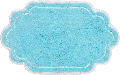 Home Weavers Allure Collection 100% Cotton Tufted Bathroom Rug, Soft and Absorbent Bath Rugs, Non-Slip Bath Carpet, Machine Wash Dry Bath Mats for Bathroom Floor, 24"x40" Bath Rug, Turquoise