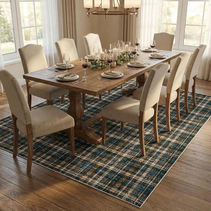 Washable Rug 6x9 Rugs for Living Room Modern Bedroom Rug Large Area Rug Non Slip Throw Rugs Soft Low Pile Stain Resistant Carpet for Classroom Dining Room 6'x9' Black&Brown