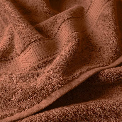 SUPERIOR Egyptian Cotton Ultra Plush & Absorbent, 12 Piece Set, Rust | Heavyweight 12 Pc Egyptian Cotton Towel Set Includes 4 Bath Towels 4 Hand Towels 4 Washcloths Decorative Rope Border