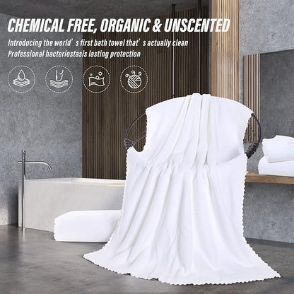 MOONQUEEN 2 Pack Premium Bath Towel Set - Quick Drying - Microfiber Coral Velvet Highly Absorbent Towels - Multipurpose Use as Bath Fitness, Bathroom, Shower, Sports, Yoga Towel (White)
