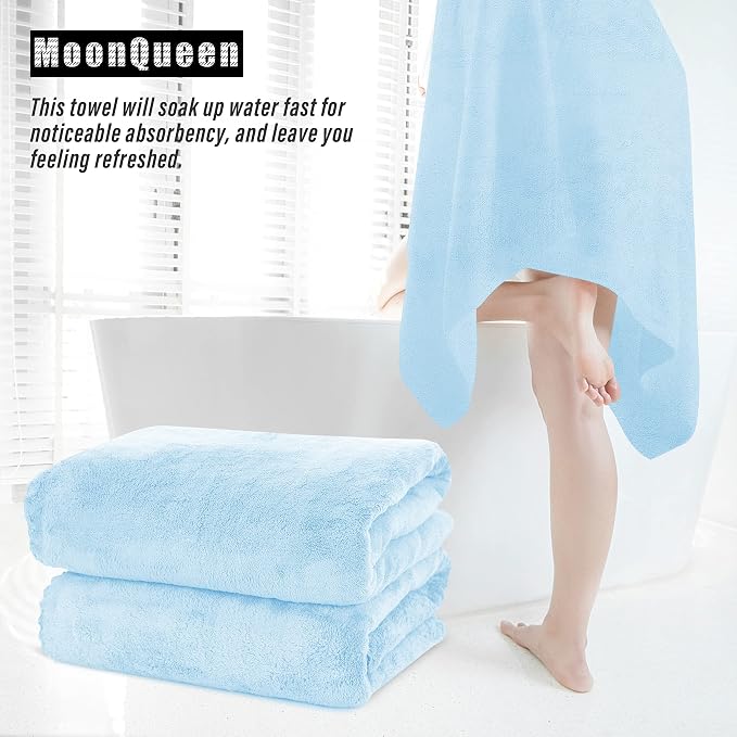 MOONQUEEN 6 Pack Premium Bath Towel Set - Quick Drying - Microfiber Coral Velvet Highly Absorbent Towels - Multipurpose Use as Bath Fitness, Bathroom, Shower, Sports, Yoga Towel (Aquamarine)