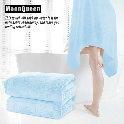 MOONQUEEN 6 Pack Premium Bath Towel Set - Quick Drying - Microfiber Coral Velvet Highly Absorbent Towels - Multipurpose Use as Bath Fitness, Bathroom, Shower, Sports, Yoga Towel (Aquamarine)