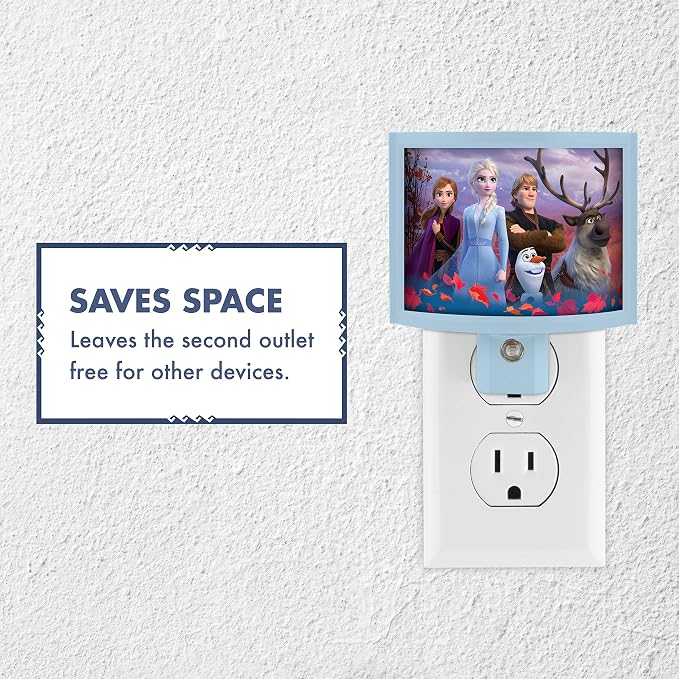 Disney Frozen Plug in Night Light with Dusk to Dawn Sensor, Wrap Shade | Plug-in, Dusk to Dawn, Girls Bedroom Decor, UL-Listed, Ideal for Nursery, Bathroom, 46276