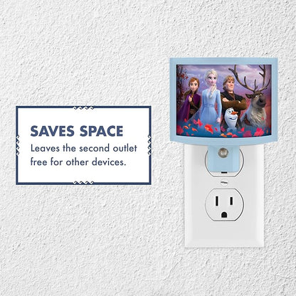 Disney Frozen Plug in Night Light with Dusk to Dawn Sensor, Wrap Shade | Plug-in, Dusk to Dawn, Girls Bedroom Decor, UL-Listed, Ideal for Nursery, Bathroom, 46276